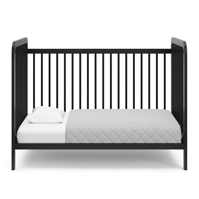 Storkcraft Pasadena 3-in-1 Convertible Crib (Black) – GREENGUARD Gold Certified, Converts to Daybed and Toddler Bed, Fits Standard Full-Size Crib Mattress, Adjustable Mattress Height