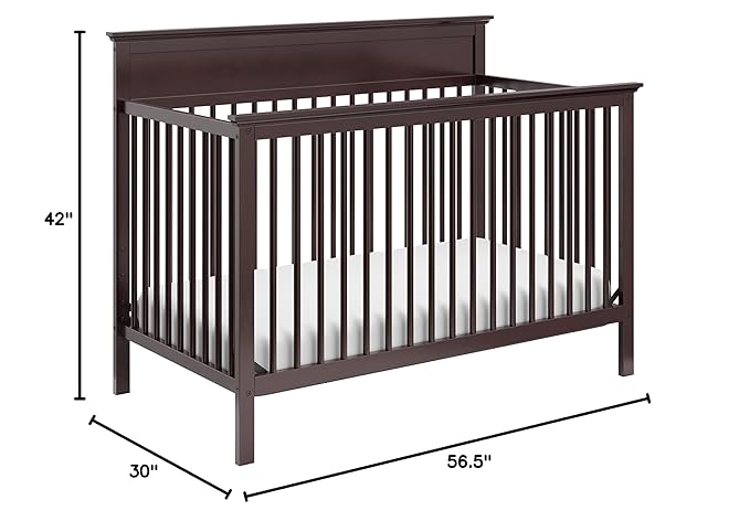 Storkcraft Carmel 5-in-1 Convertible Crib (Espresso) - GREENGUARD Gold Certified, Converts to Toddler Bed & Full-Size Bed, Fits Standard Full-Size Crib Mattress, 4 Adjustable Mattress Heights