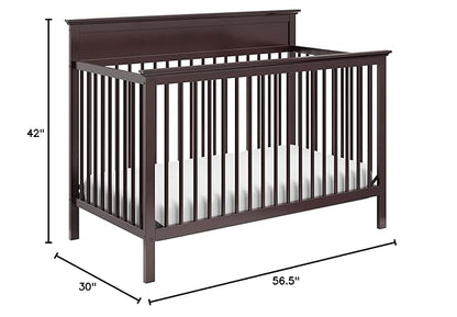 Storkcraft Carmel 5-in-1 Convertible Crib (Espresso) - GREENGUARD Gold Certified, Converts to Toddler Bed & Full-Size Bed, Fits Standard Full-Size Crib Mattress, 4 Adjustable Mattress Heights
