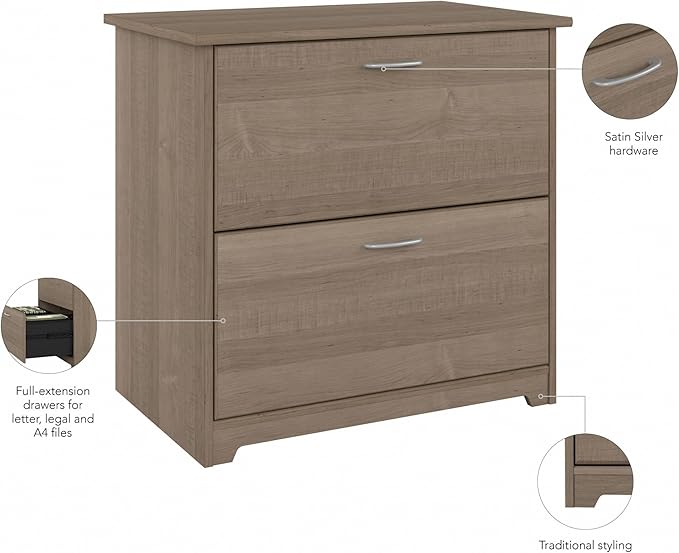 Bush WC31280 Cabot 2-Drawer Lateral File Cabinet, Letter/Legal, Ash Gray, 31-Inch