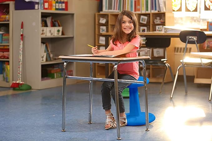 Kore Kids Wobble Chair - Flexible Seating Stool for Classroom & Elementary School, ADD/ADHD - Made in The USA - Age 6-7, Grade 1-2, Blue (14in)