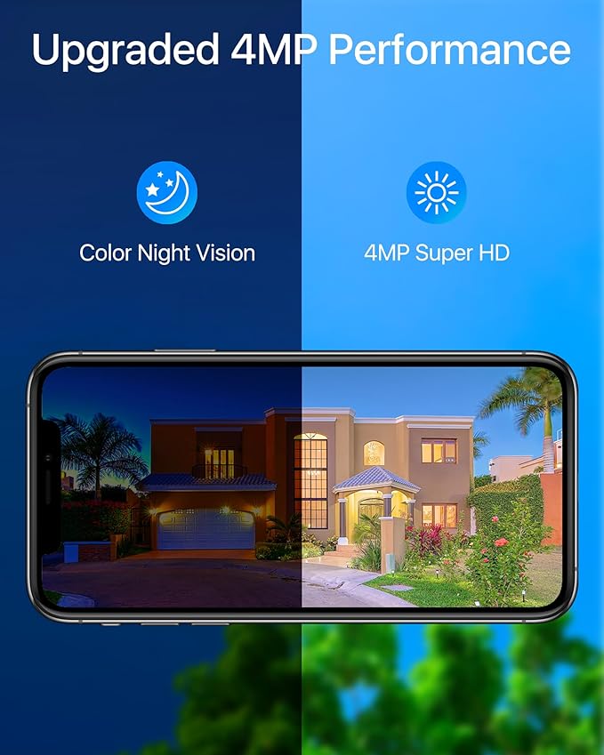 ZOSI 2.5K WiFi Security Camera Wireless Outdoor System,2TB HDD,8 Channel NVR for 24/7 Recording,4 x 4MP Cameras for Home with Color Night Vision,Person Vehicle Detection,2-Way Talk,Siren Alarm,Plug-in