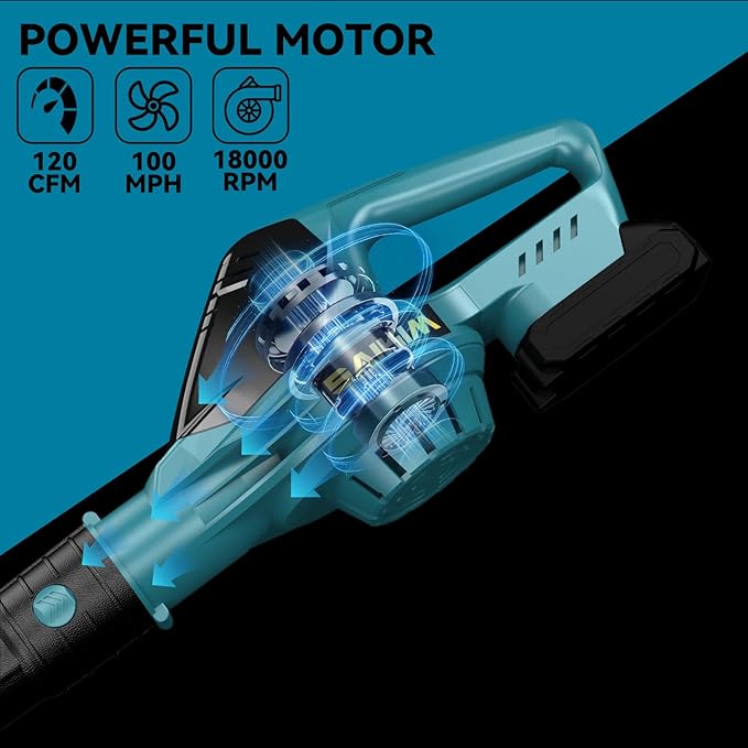 Cordless Leaf Blower for Makita 18V Battery,Handheld Electric Jobsite Air Blower,5 Variable Speed Up to 100MPH,120 CFM Powerful for Lawn Care,Snow Blow,Yard Clean(Battery Not Included)