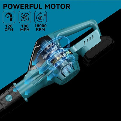 Cordless Leaf Blower for Makita 18V Battery,Handheld Electric Jobsite Air Blower,5 Variable Speed Up to 100MPH,120 CFM Powerful for Lawn Care,Snow Blow,Yard Clean(Battery Not Included)