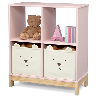 Delta Children babyGap Graham 4-in-1 Convertible Crib with Storage Drawer + Brannan Bear Bookcase with Bins + Brannan Bear Wall Shelf with 4 Hooks, Blush Pink/Dark Pink (Bundle)