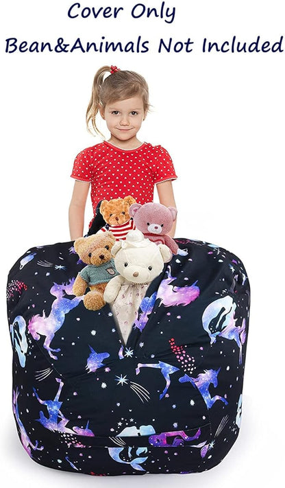 KABOER Bean Bag Cover for Kids,200L Stuffed Animal Storage Bean Bag Chair Cover |Stuffable Zipper Beanbag for Organizing Children Soft Plush Toys (32x29inch)