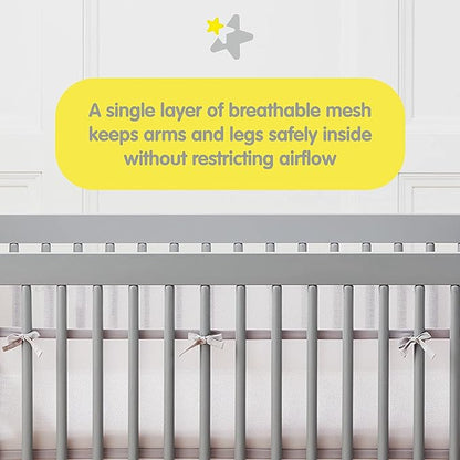 BreathableBaby Breathable Mesh Liner for Full-Size Cribs, Classic 3mm Mesh, Gray (Size 2FS Covers 2 Sides)