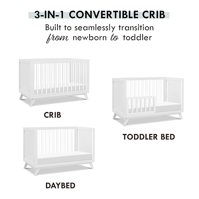 DaVinci Otto 3-in-1 Convertible Crib in White with Acrylic Slats, Greenguard Gold Certified