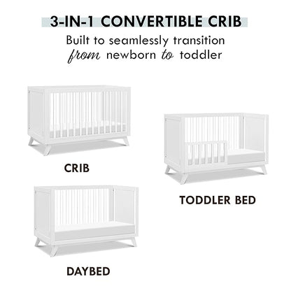 DaVinci Otto 3-in-1 Convertible Crib in White with Acrylic Slats, Greenguard Gold Certified