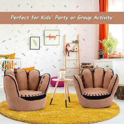 Fireflowery Kid Baseball Chair, Toddler Chair with Baseball Glove Design, Baseball Bean Bag Chair for Playroom, Gift for 3-5 Years Boys and Girls, 23.5” x 19.5” x 17.5