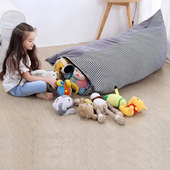 Stuffed Animal Storage Bean Bag Chair Cover | 53" Extra Large Beanbag Cover for Kids and Adults, Plush Toys Holder and Organizer for Boys and Girls | Premium Velvet - Soft & Comfortable