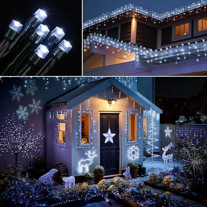 Toodour Christmas Lights Outdoor, 213ft 600 LED Christmas String Lights, 8 Modes, Timer, Waterproof Christmas Fairy Twinkle Lights for Home Garden Yard Wedding Party Tree Xmas Decors - Cool White