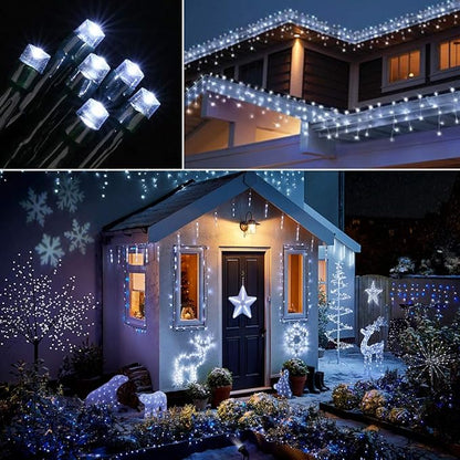 Toodour Christmas Lights Outdoor, 213ft 600 LED Christmas String Lights, 8 Modes, Timer, Waterproof Christmas Fairy Twinkle Lights for Home Garden Yard Wedding Party Tree Xmas Decors - Cool White
