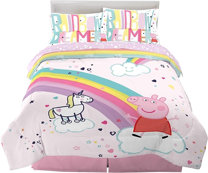 Franco Kids Bedding Super Soft Comforter and Sheet Set, 5 Piece Full Size, Peppa Pig