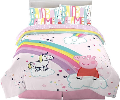 Franco Kids Bedding Super Soft Comforter and Sheet Set, 5 Piece Full Size, Peppa Pig