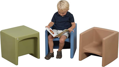 Children's Factory Cube Chair for Kids, Flexible Seating Classroom Furniture for Daycare/Playroom/Homeschool, Indoor/Outdoor Toddler Chair, Fern (CF910-014)
