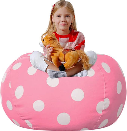 Aubliss Stuffed Animal Bean Bag Storage Chair (Light Pink Dot, X-Large (48''))