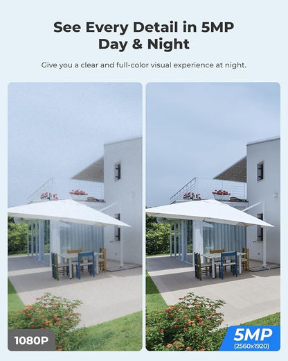 REOLINK Security Camera Wireless Outdoor, Pan Tilt Solar Powered, 5MP 2K+ Color Night Vision, 2.4/5GHz WiFi, Works with Smart Home for Surveillance, Home Hub Compatible, Argus PT + Solar Panel