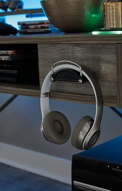 Signature Design by Ashley Barolli Home Office Gaming Desk with Multiuple LED Back Lights, Grayish Brown