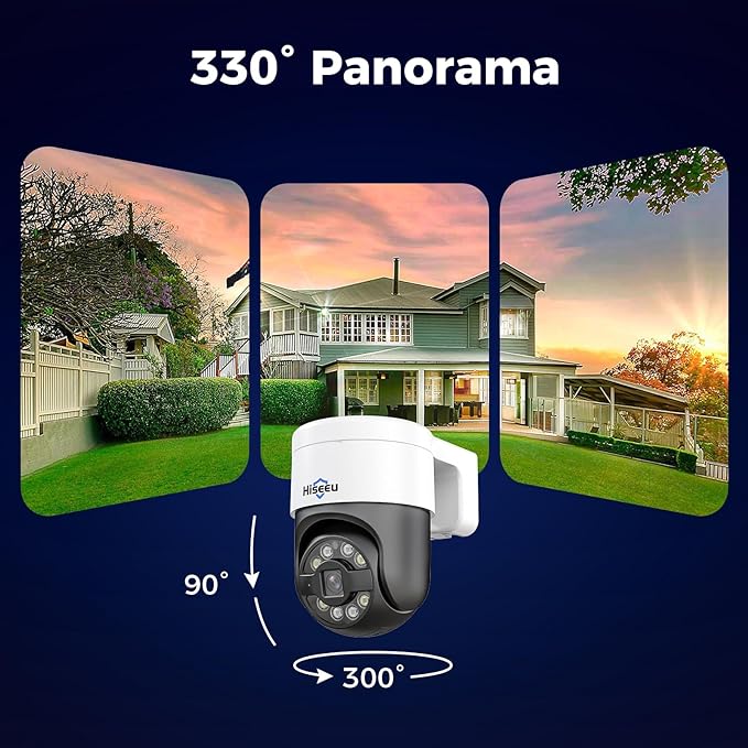 【12’’ Monitor + Human Tracking】 Hiseeu 4K PoE Security Camera System, 6Pcs 5MP PoE PTZ Security Cameras, All-in-One Monitor, 2-Way Audio, Remote Access, 8MP 16 Channel PoE NVR, Home CCTV Surveillance