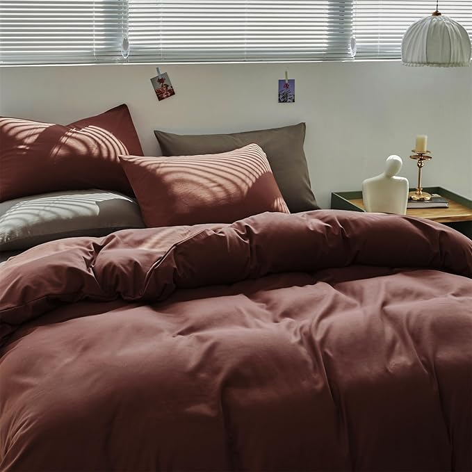 Brick Red Comforter Set King Clay Red Color Bedding Set 3 Pieces Solid Color Women Blanket Set Solid Brick Red Comforter Set King Dark Red Blanket Set Girls Comforter Set