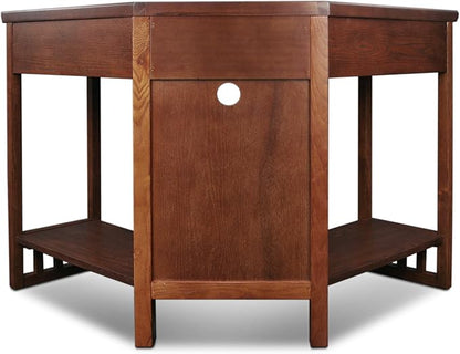 Leick Home 82430 Mission Corner Desk, Writing Computer Desk with Drop Front Keyboard Drawer, for Home Office, Solid Wood, Mission Oak