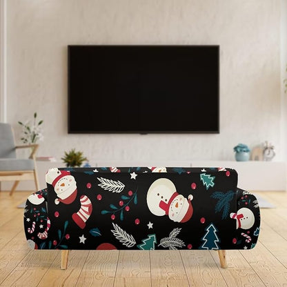 FKELYI Christmas Decor Sofa Couch Cover Cute Snowman Furniture Protector Easy Going Stretch Sofa Slipcover for Indoor Washable Sofa Slipcovers XL