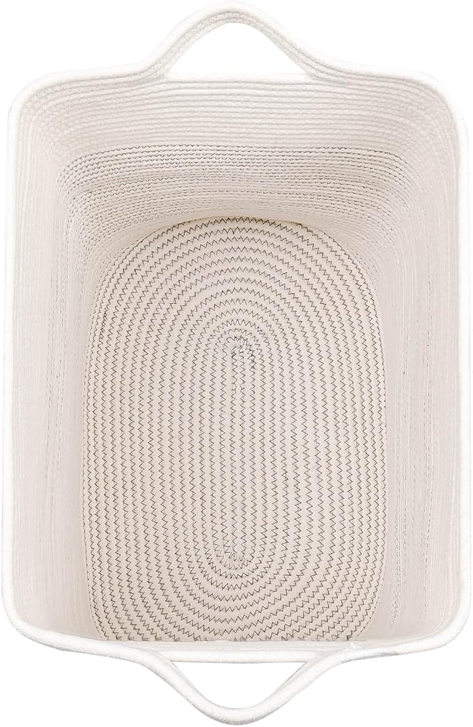 Extra Blanket,Storage Baskets for Clothes Fabric Cotton Rope Storage Basket with Handles, Decorative Woven Basket for Living Room,Laundry Basket Closet Organizer Blankets, and Toys 2bags