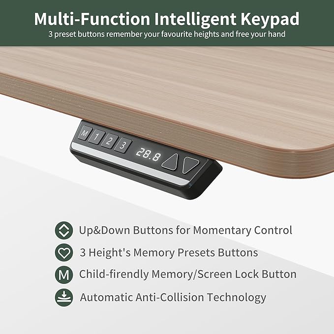 FEZIBO 75 Inches Triple Motor L Shaped Standing Desk Reversible, Electric Height Adjustable Corner Stand up Desk, Sit Stand Desk Computer Workstation, White Frame/Light Walnut Top