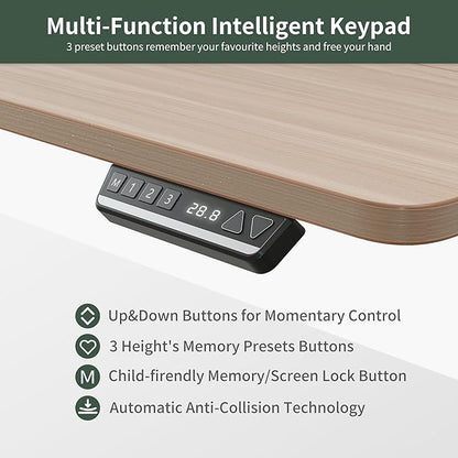 FEZIBO 75 Inches Triple Motor L Shaped Standing Desk Reversible, Electric Height Adjustable Corner Stand up Desk, Sit Stand Desk Computer Workstation, White Frame/Light Walnut Top