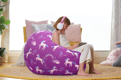 Aubliss Stuffed Animal Bean Bag Storage Chair (Purple Unicorn, X-Large (48''))