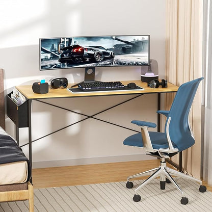 MoNiBloom Computer Desk, Modern Simple Style Laptop Table for Reading Writing Livingroom Bedroom - Light Walnut