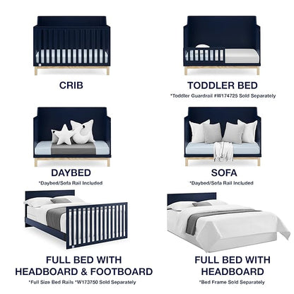 babyGap by Delta Children Oxford 6-in-1 Convertible Crib TrueSleep 2-Stage Deluxe Crib and Toddler Mattress (Bundle), Navy/Natural