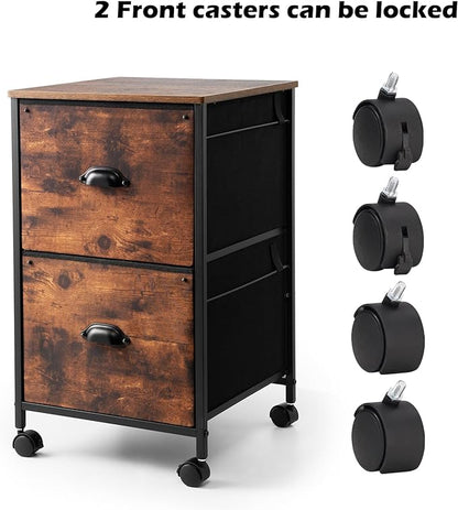 TOPSKY Mobile File Cabinet, Fabric Vertical File Cabinet for Letter Size (Black, 2 Drawer)