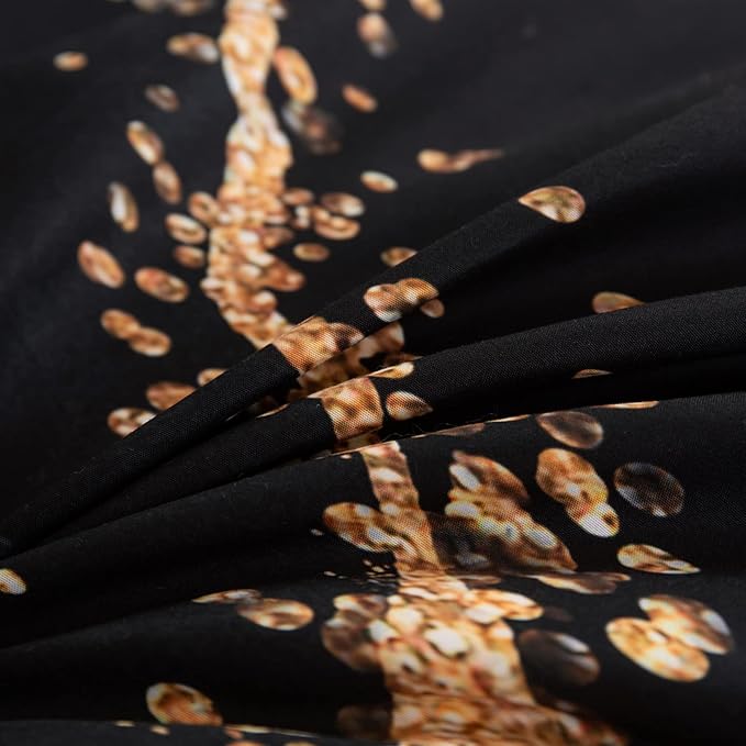 Tailor Shop Marble Bedding Set Soft Microfiber Black and Gold Comforter Set Twin Size for Kids Men and Women with 1 Marble Comforter and 1 Pillowcase