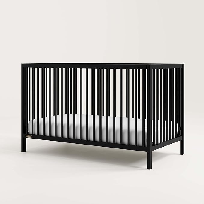 Graco Teddi 5-in-1 Convertible Crib (Black) – GREENGUARD Gold Certified, Converts to Daybed, Toddler & Twin Bed with Headboard and Footboard, Adjustable Mattress Height