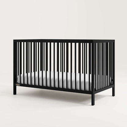 Graco Teddi 5-in-1 Convertible Crib (Black) – GREENGUARD Gold Certified, Converts to Daybed, Toddler & Twin Bed with Headboard and Footboard, Adjustable Mattress Height