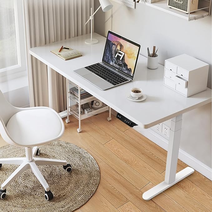 AIMEZ0 Dual Motor Sit Stand Desk Adjustable Electric Standing Desk Frame with LCD Touch Screen Adjustable Height 27.4-45.6 inches for Home & Office Table (Frame Only) White