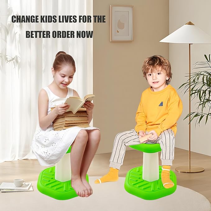 Active Chairs Kids Preschool Wobble Stool - Alternative Flexible Seating Balance Wiggle Stool for Classroom,Preschool,Kindergarten&Elementary School,Active Sensory Chairs,Ages3-8,Green(14in)