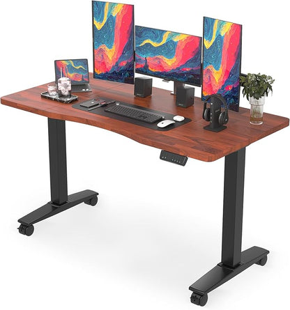 Monomi Height Adjustable Electric Standing Desk, 55 x 28 Inches Stand up Desk, Sit Stand Home Office Computer Desk(Black Frame+Cherry Top)