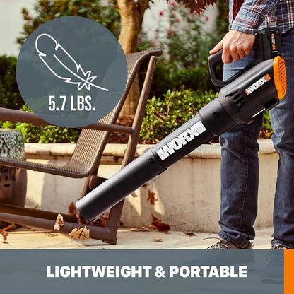 Worx 20V Cordless Leaf Blower WG547.9, Electric Blower, Powerful Turbine Fan Technology, 2-Speed Control, for One-Hand Operation, PowerShare – Bare Tool Only