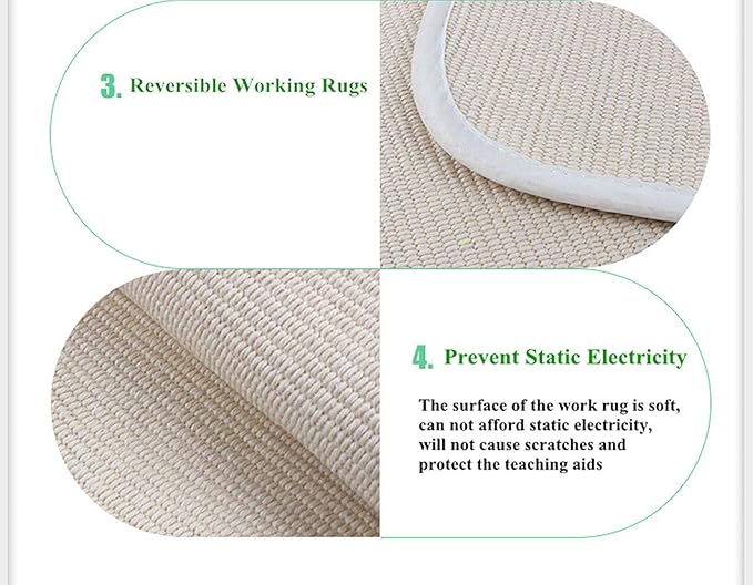 Montessori Mat Holder for Toddlers Babies Children Cotton Working Rug for Nursery Preschool Kindergarten, 23.6''×15.8'', Off-White