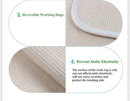 Montessori Mat Holder for Toddlers Babies Children Cotton Working Rug for Nursery Preschool Kindergarten, 23.6''×15.8'', Off-White