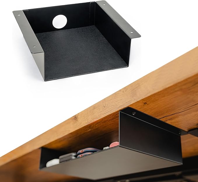 Under Desk Storage Shelf, Under Desk Tray, Carbon Steel Under Shelf Storage, Under The Desk Storage Small Shelf For Desk, Under Table Storage, Gaming Desk Accessories - 7.5 * 8 * 2.8 in