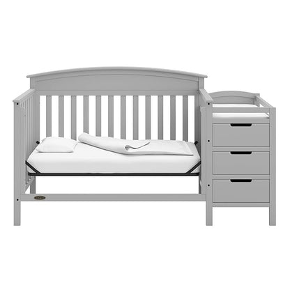 Graco Benton 5-in-1 Convertible Crib and Changer (Pebble Gray) – Crib and Changing Table Combo, Includes Water-Resistant Changing Pad, 3 Drawers, Converts to Toddler Bed, Daybed and Full-Size Bed