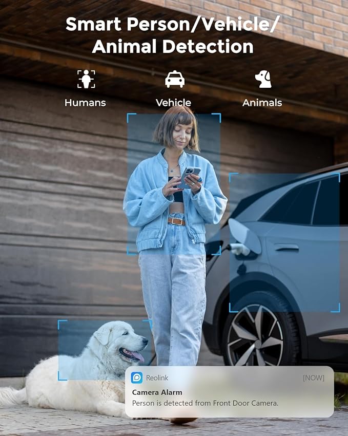REOLINK Outdoor Security Camera, 5MP HD Plug-in WiFi Camera for Home Security - 2.4/5Ghz, Smart Person/Vehicle Alerts, 100ft Night Vision, IP67 Waterproof, microSD Card/NVR Storage, RLC-510WA