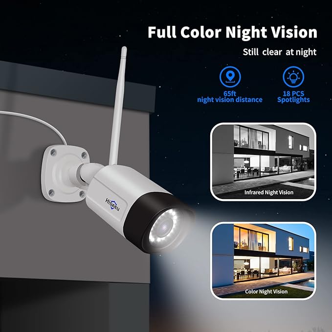 Hiseeu 5MP WiFi Security Camera System,3TB HDD, 16 Channels 8MP NVR Surveillance CCTV System Kit,Outdoor 2 Way Audio, Color Night Vision with Spotlight, 24/7 Time Record