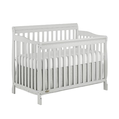 Ashton 4-In-1 Convertible Crib In Grey, Greenguard Gold, JPMA Certified, Non-Toxic Finishes, Features 4 Mattress Height Settings, Made Of Solid Pinewood