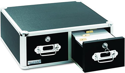 Vaultz Locking 3 x 5 Index Card Cabinet, Double Drawer, Black (VZ01393)