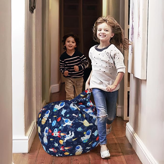 Bean Bag Chair for Kids Stuffed Animal Storage Beanbag Chairs,Toddler Toy Storage Organizer for Girls and Boys,Large 32'' Cover Only（No Filling)